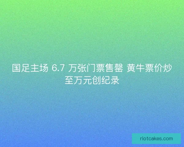 国足主场 6.7 万张门票售罄 黄牛票价炒至万元创纪录